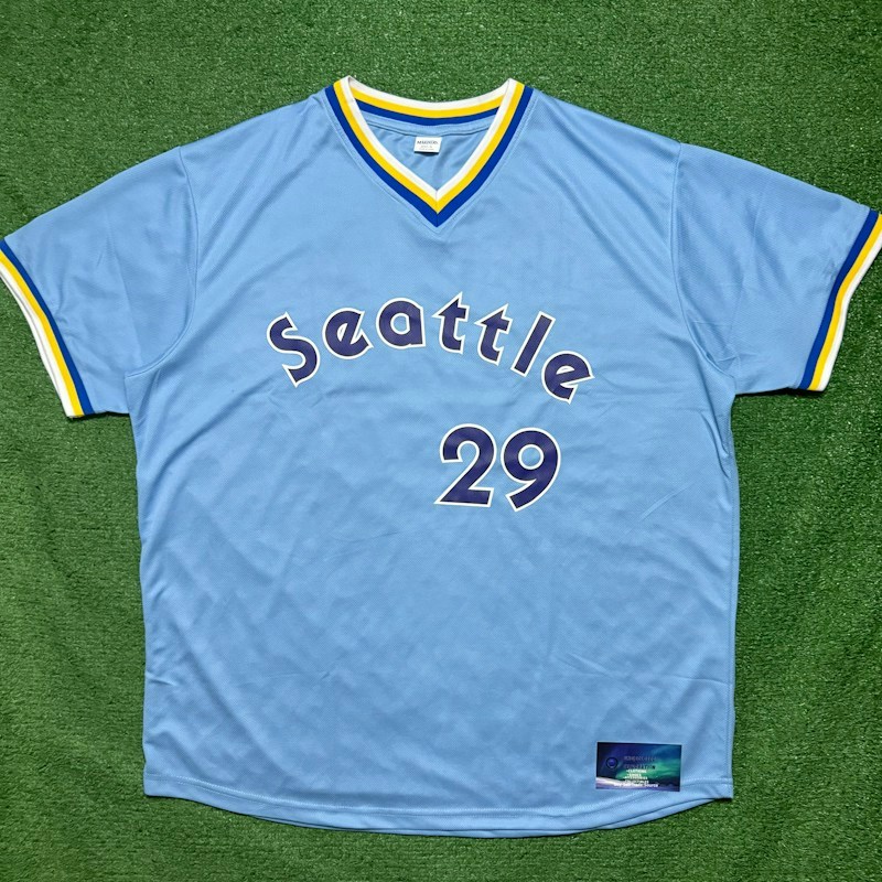 Seattle Mariners Cal Raleigh 29 70s Jersey Light Blue