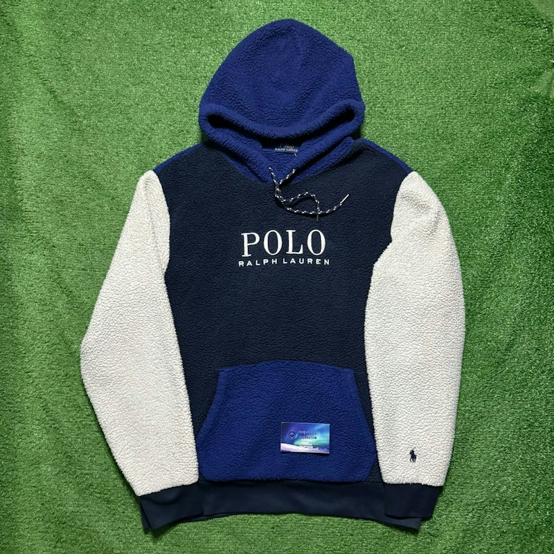 Polo Ralph Lauren Sherpa Fleece Hoodie Blue White
