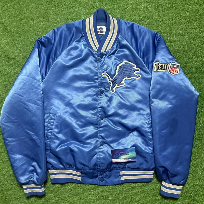 Vintage Chalk Line Detroit Lions NFL Satin Jacket Blue
