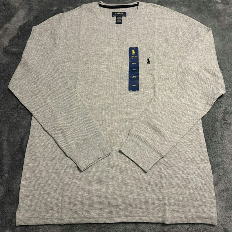 Polo Ralph Lauren Thermal Long Sleeve Crewneck Shirt Heather Grey