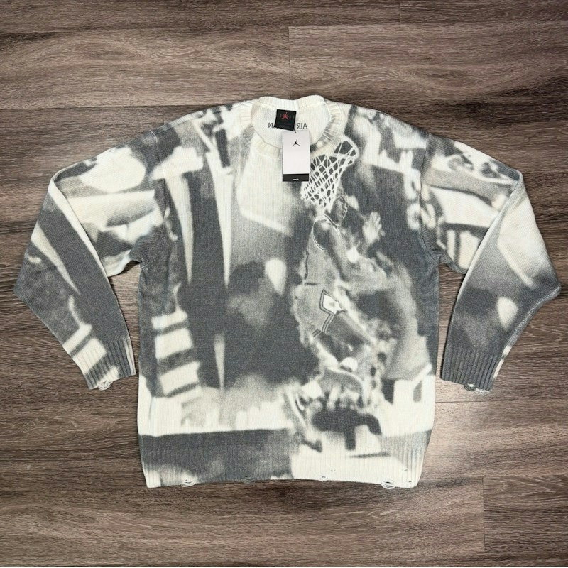 Jordan Photo Graphic Knit Sweater Black White