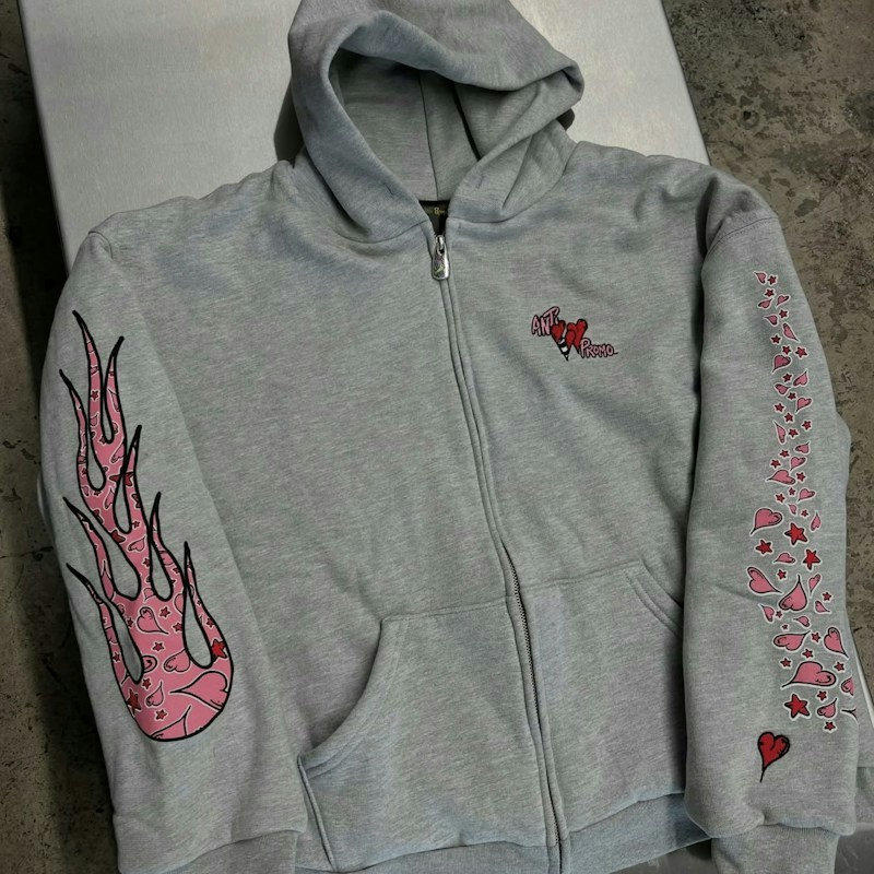 Anti Promo Sadistic Full Zip Hooded Sweatshirt Heather Grey