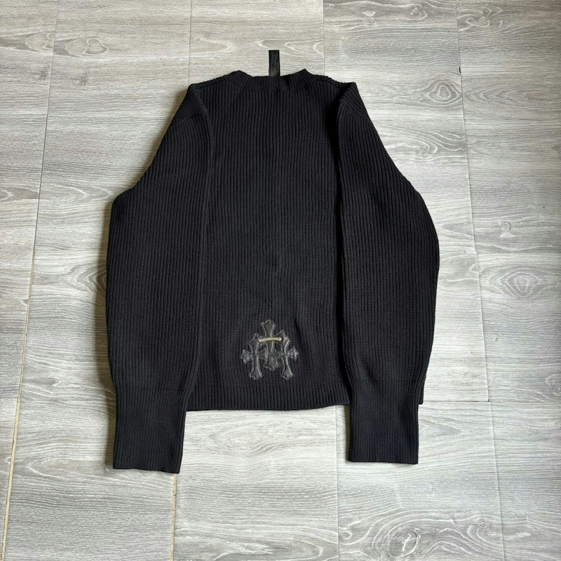 Chrome Hearts Cashmere Leather Cross Patch Knit Sweater
