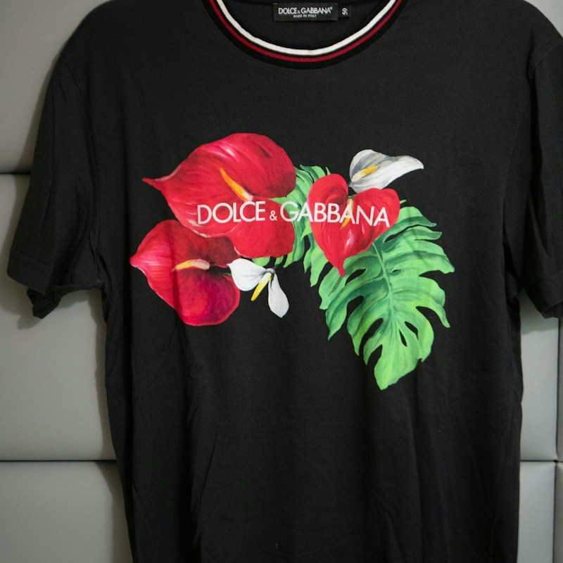 Dolce & Gabbana Anthurium Floral Graphic T-Shirt Black
