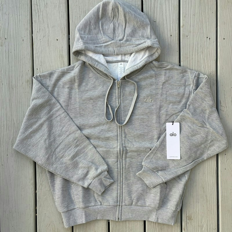 Alo Yoga Full Zip Hoodie Heather Grey