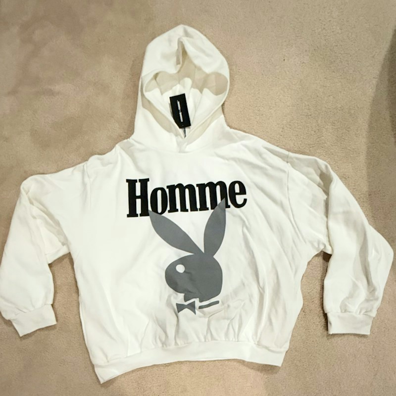 Playboy Homme Femme Hooded Sweatshirt White