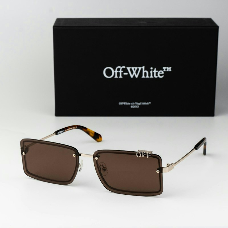 Off-White TAMPA Sunglasses Gold Brown Rectangular