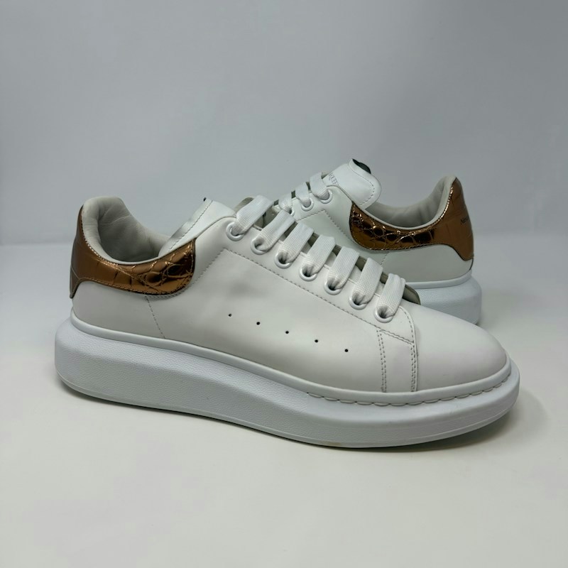 Alexander McQueen Oversized Crocodile Sneaker White/Gold