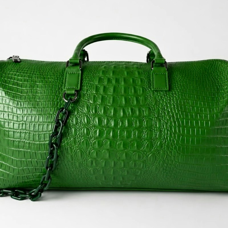 Privata Green Crocodile Embossed Duffel Bag