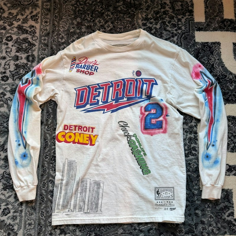 Mitchell & Ness Big Sean Detroit Pistons Long Sleeve T-Shirt White