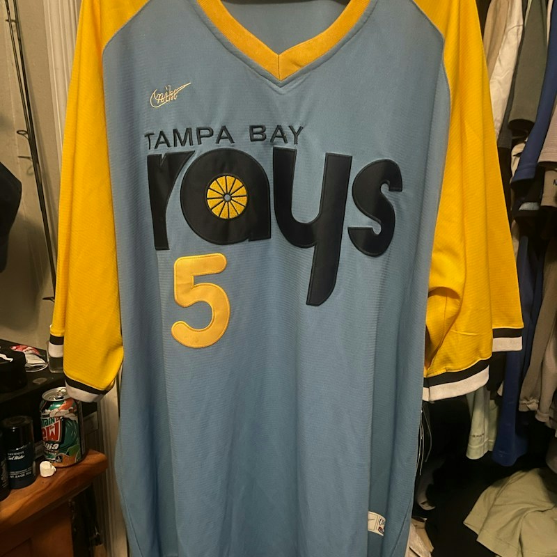 Nike Tampa Bay Rays Julio Franco Cooperstown Collection Jersey Blue Yellow