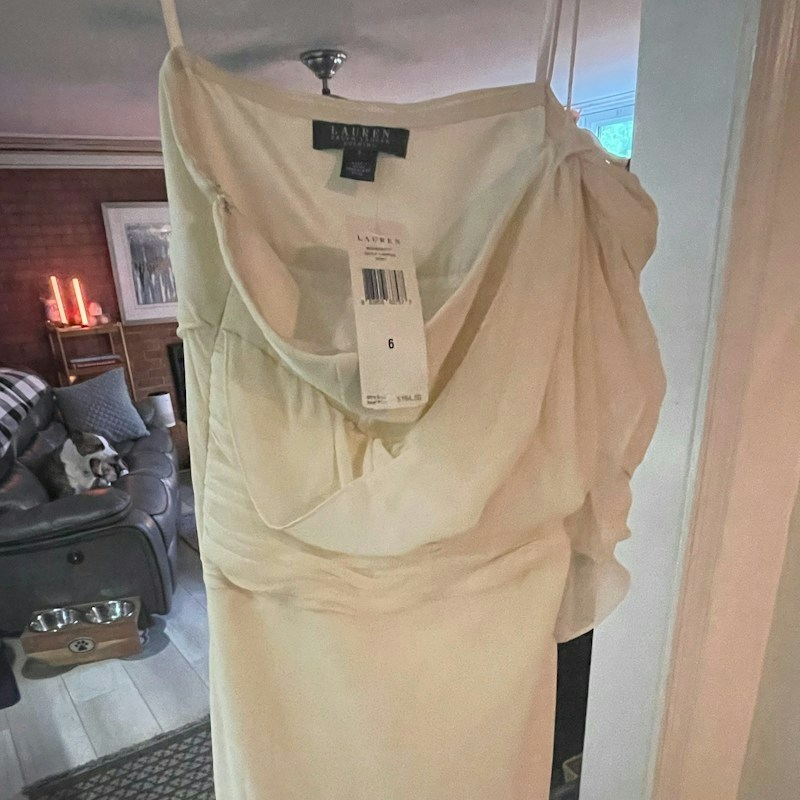 Ralph Lauren Evening Ivory Over Shoulder Gorgeous Dress