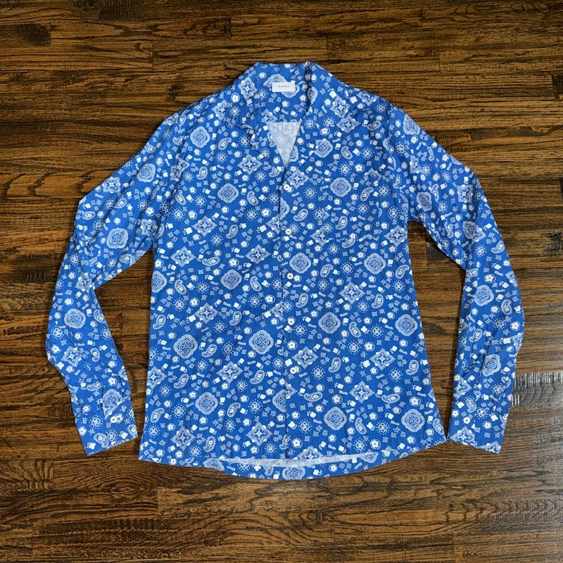 Rhude Bandana Print Long Sleeve Shirt Blue