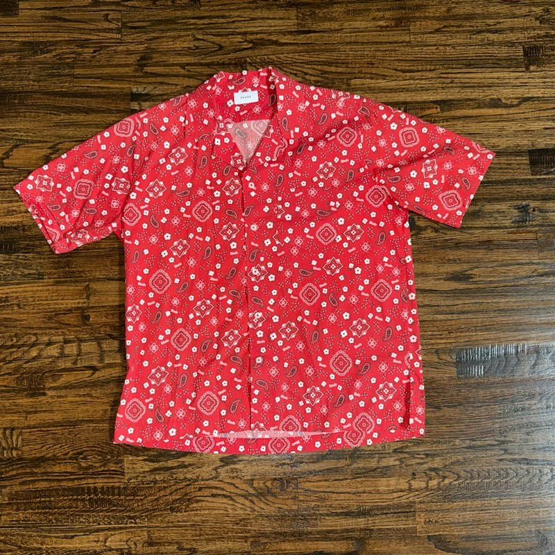 Rhude Bandana Short Sleeve Button Down Shirt Red