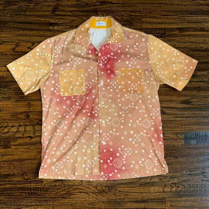 Rhude Bandana Short Sleeve Button Down Shirt Orange Multi