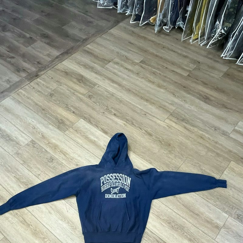 Saint Michael Possession Hooded Sweatshirt Blue