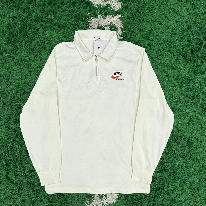 Nike Sportswear Long Sleeve Polo Shirt Off White