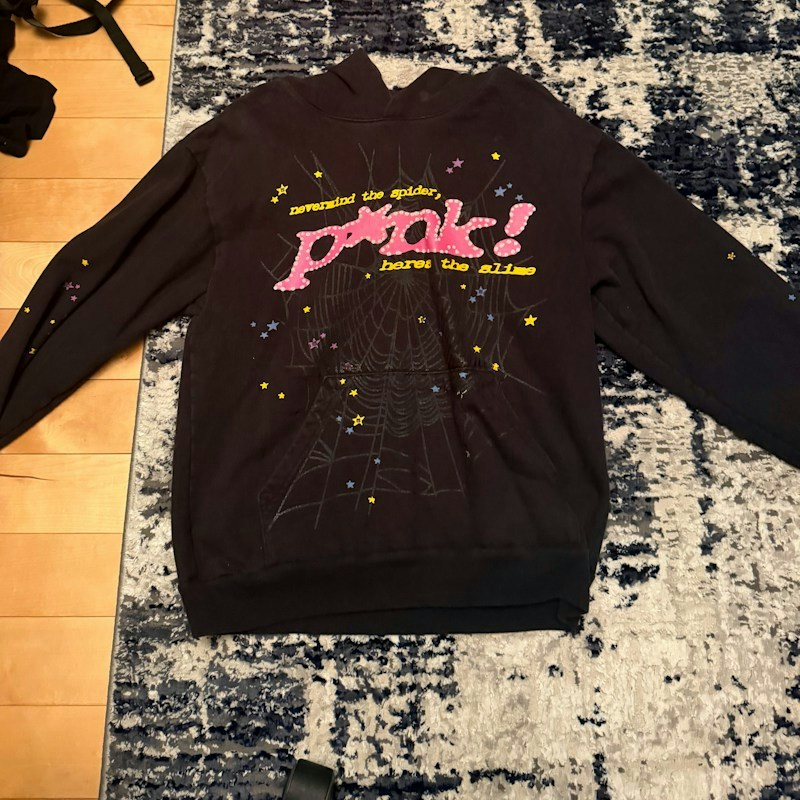 Sp5der Nevermind The Spider Pink Here Is The Slime Hoodie Black