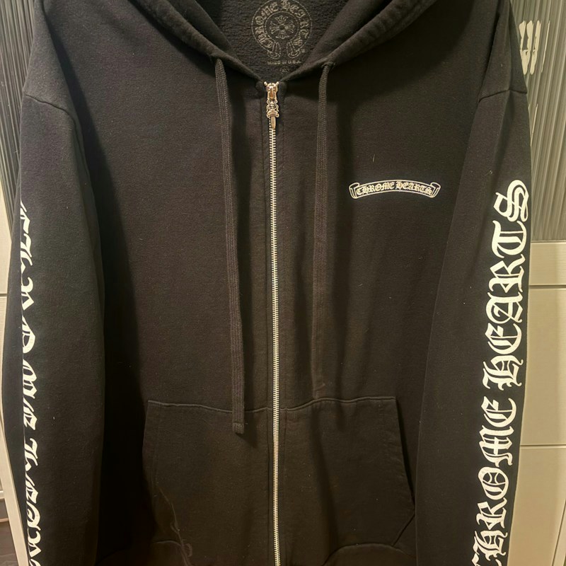 Chrome Hearts Scroll Logo Zip Up Sweatshirt Black