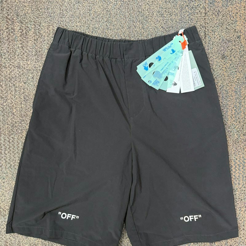 Off-White Quote Out of Water Shorts Black White