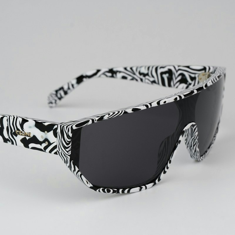 Celine CL40195I Shield Mask Sunglasses Shiny Zebra Smoke