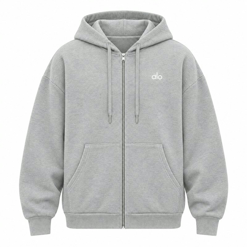 Alo Zip-Up Hoodie Grey