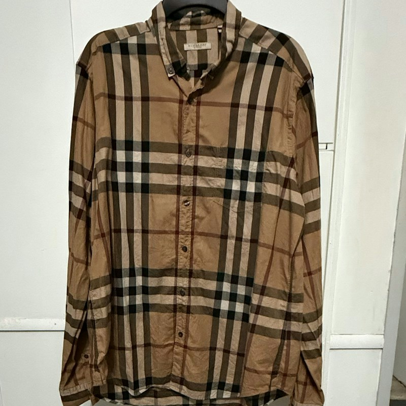 Burberry Brit Check Long Sleeve Button Down Shirt Archive Beige