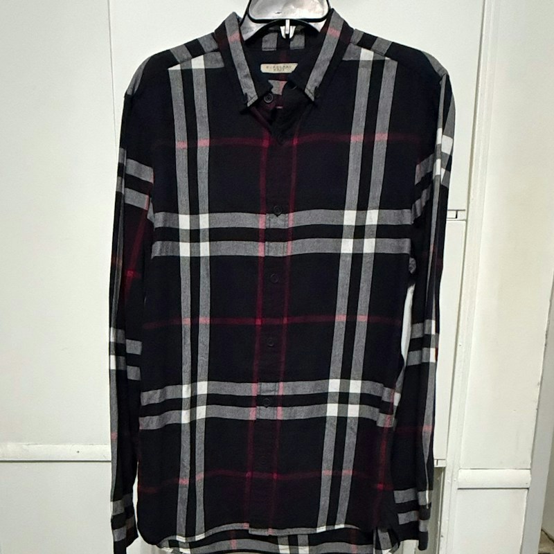 Burberry Brit Plaid Flannel Long Sleeve Button Up Shirt
