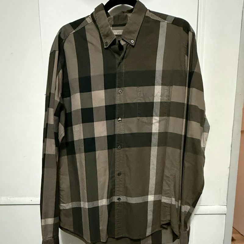 Burberry Brit Check Button-Down Shirt Olive