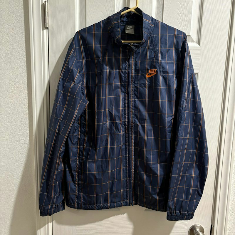 Nike Plaid Windbreaker Jacket Blue
