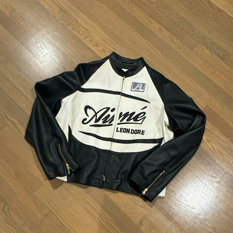 Aimé Leon Dore Leather Jacket Black White