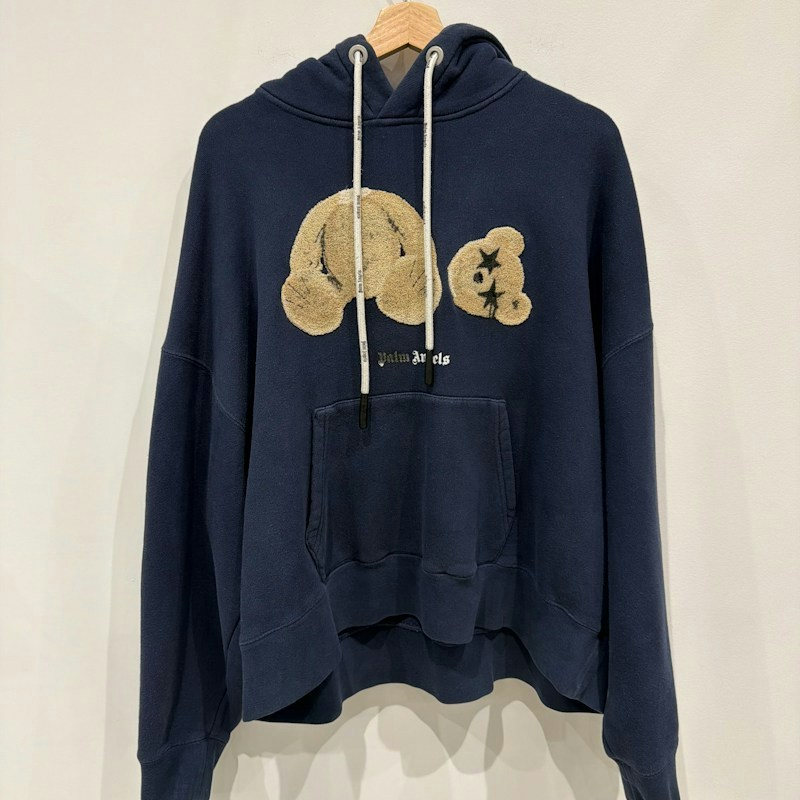 Palm Angels Bear Hooded Sweatshirt Blue