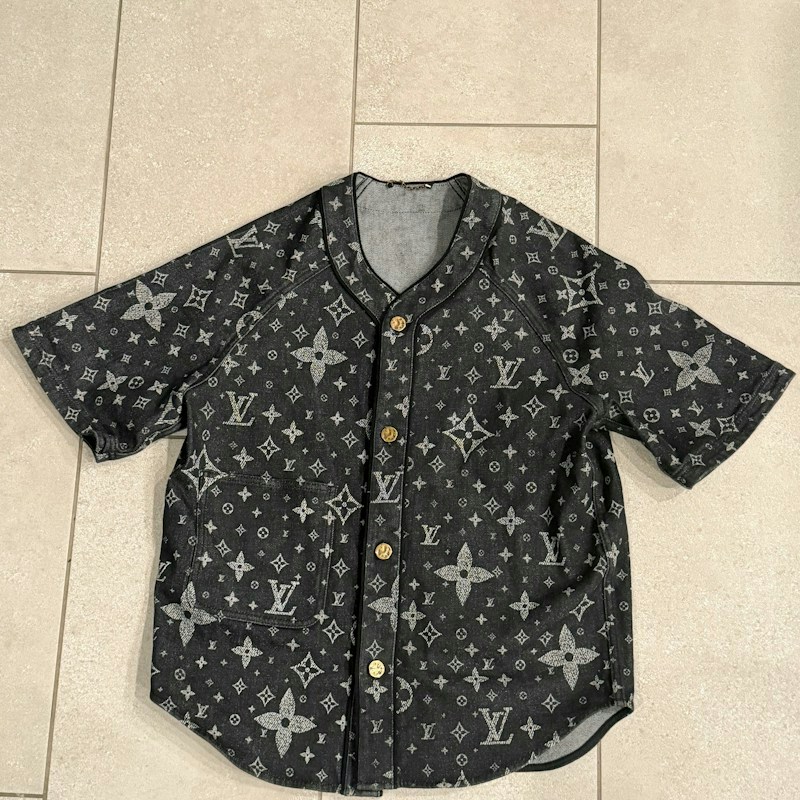 Louis Vuitton Monogram Denim Baseball Jersey Black