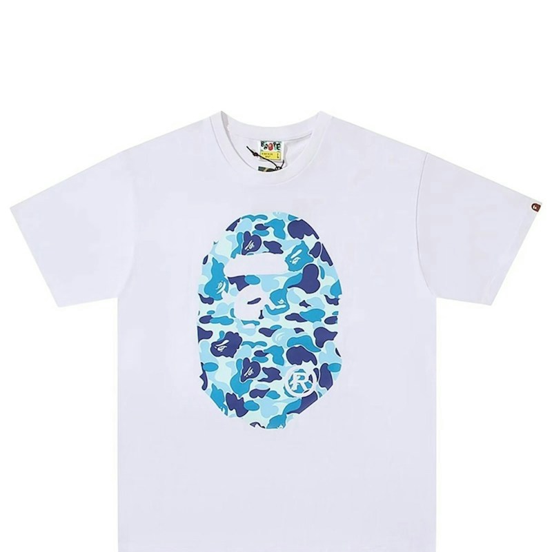 A Bathing Ape APE Head Camo T-Shirt White Blue