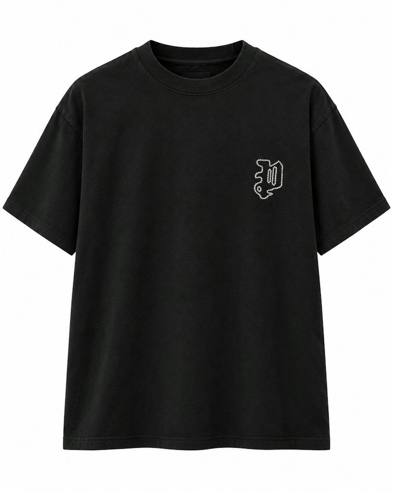 Purple Brand Rhinestone Logo T-Shirt Black