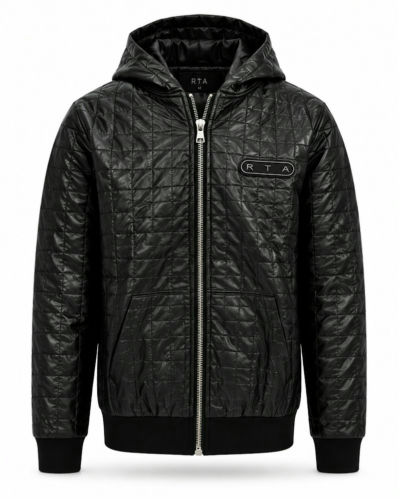 RtA Quilted Hooded Jacket Black