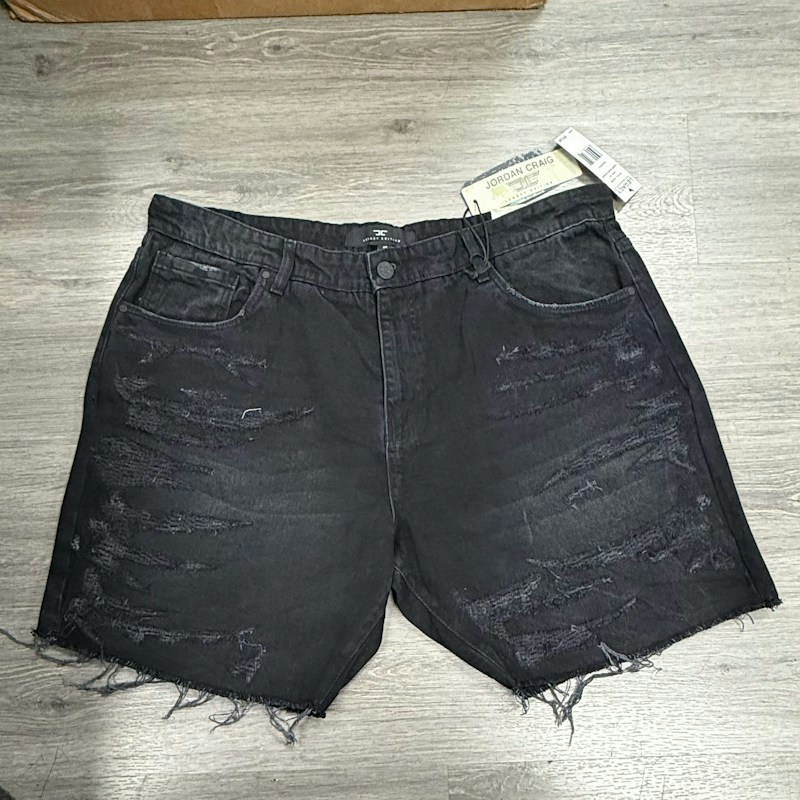 Jordan Craig Distressed Denim Shorts Black