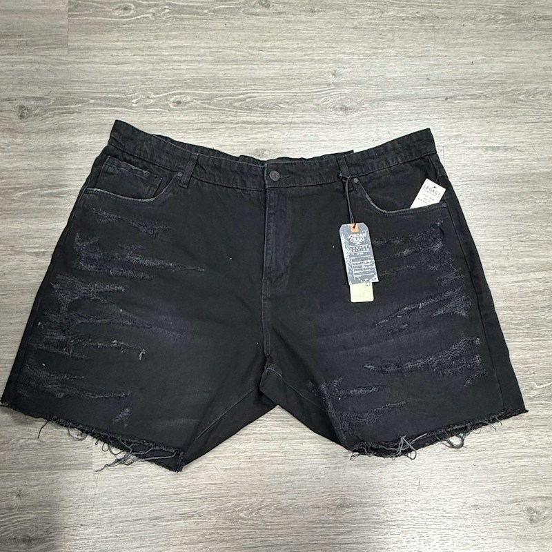 Jordan Craig Distressed Denim Shorts Black