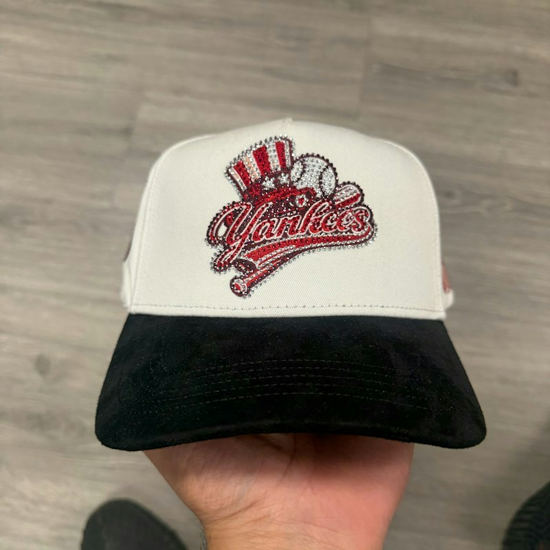 Vqz Caps New York Yankees Rhinestone Hat White Black