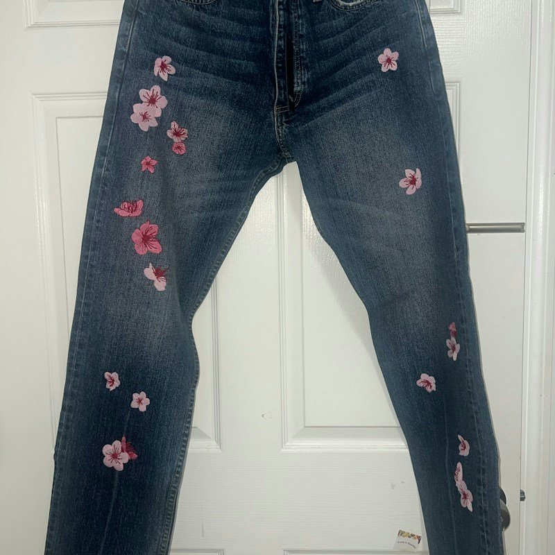 Rhude Cherry Blossom Denim Jeans Indigo