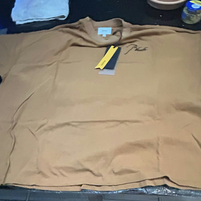 Rhude Signature Reverse Tee Logo T-Shirt Camel