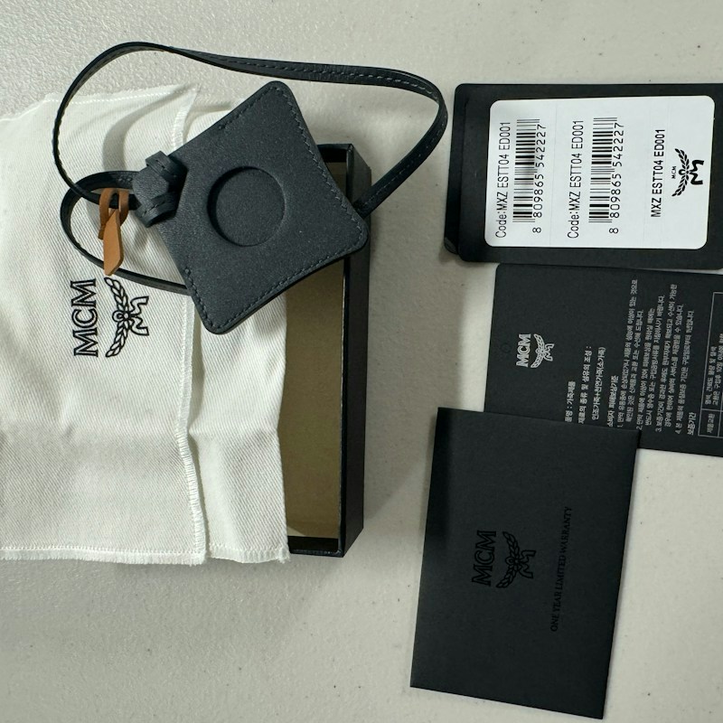 MCM Leather AirTag Case Dark Grey