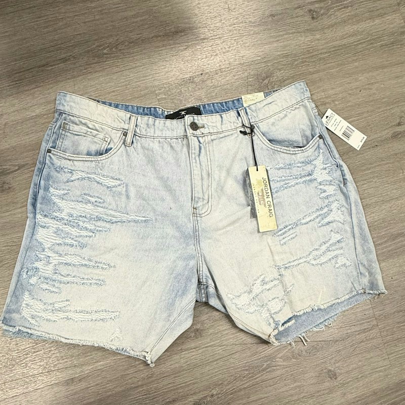 Jordan Craig Distressed Denim Shorts Light Wash