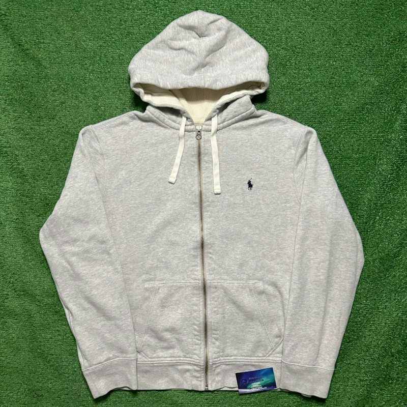 Vintage Polo Ralph Lauren Full-Zip Hooded Sweatshirt Grey