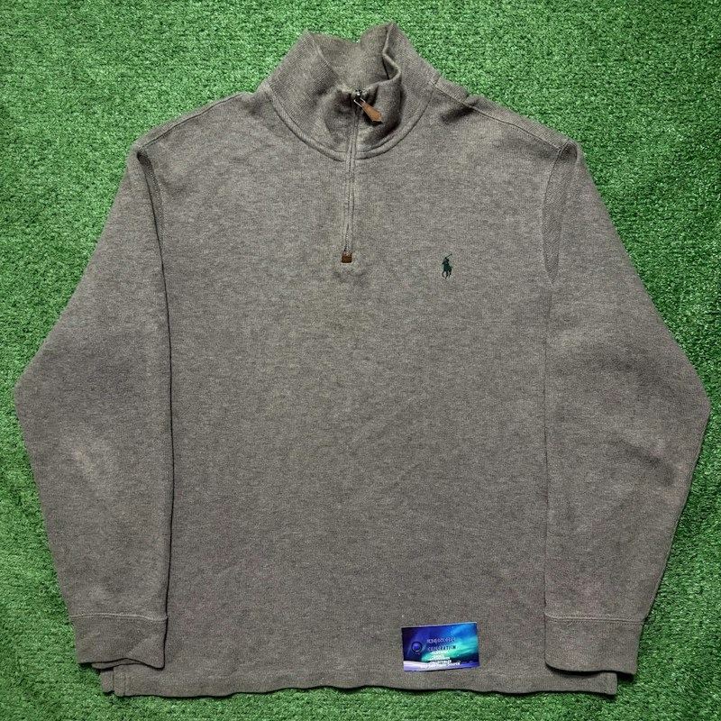Vintage Polo by Ralph Lauren Quarter-Zip Sweater Gray
