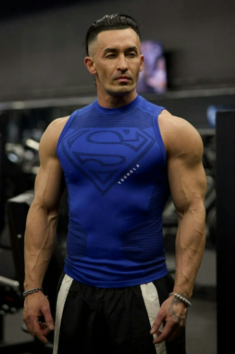 YoungLA Superman Seamless Sleeveless Shirt Blue