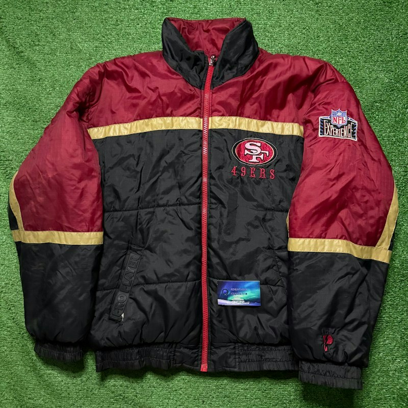 Vintage Pro Player San Francisco 49ers Reversible Puffer Jacket Black Red