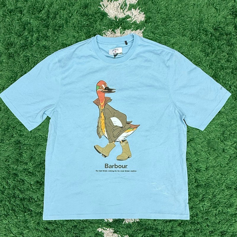 Noah x Barbour Duck Graphic T-Shirt Light Blue