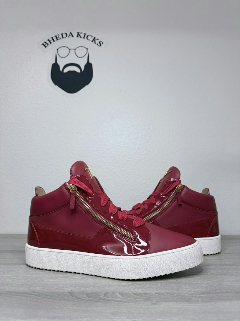 Giuseppe Zanotti Red Leather High Top Sneaker