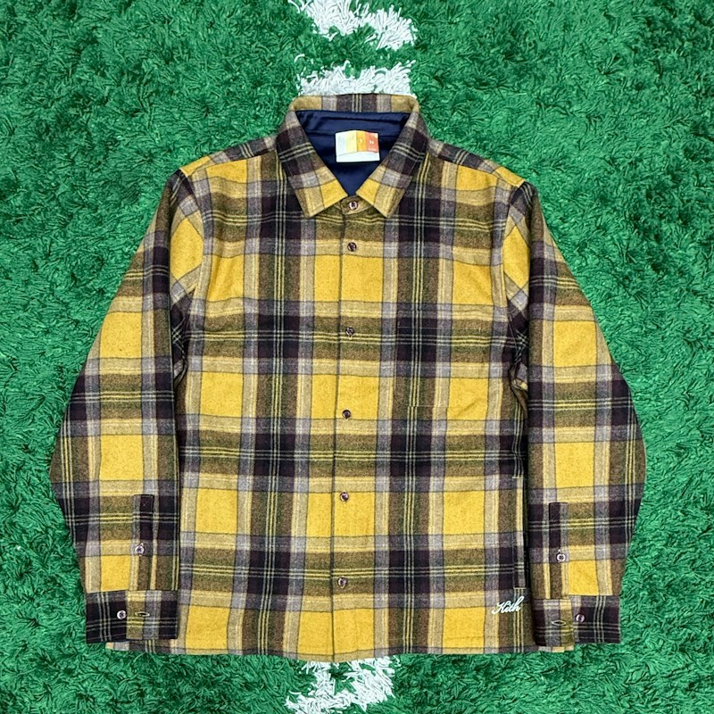 Kith Plaid Button-Down Long-Sleeve Shirt Yellow Brown